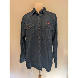 Wrangler Mens Denim Button-Snap Shirt XL Long Sleeve Classic Western Cowboy